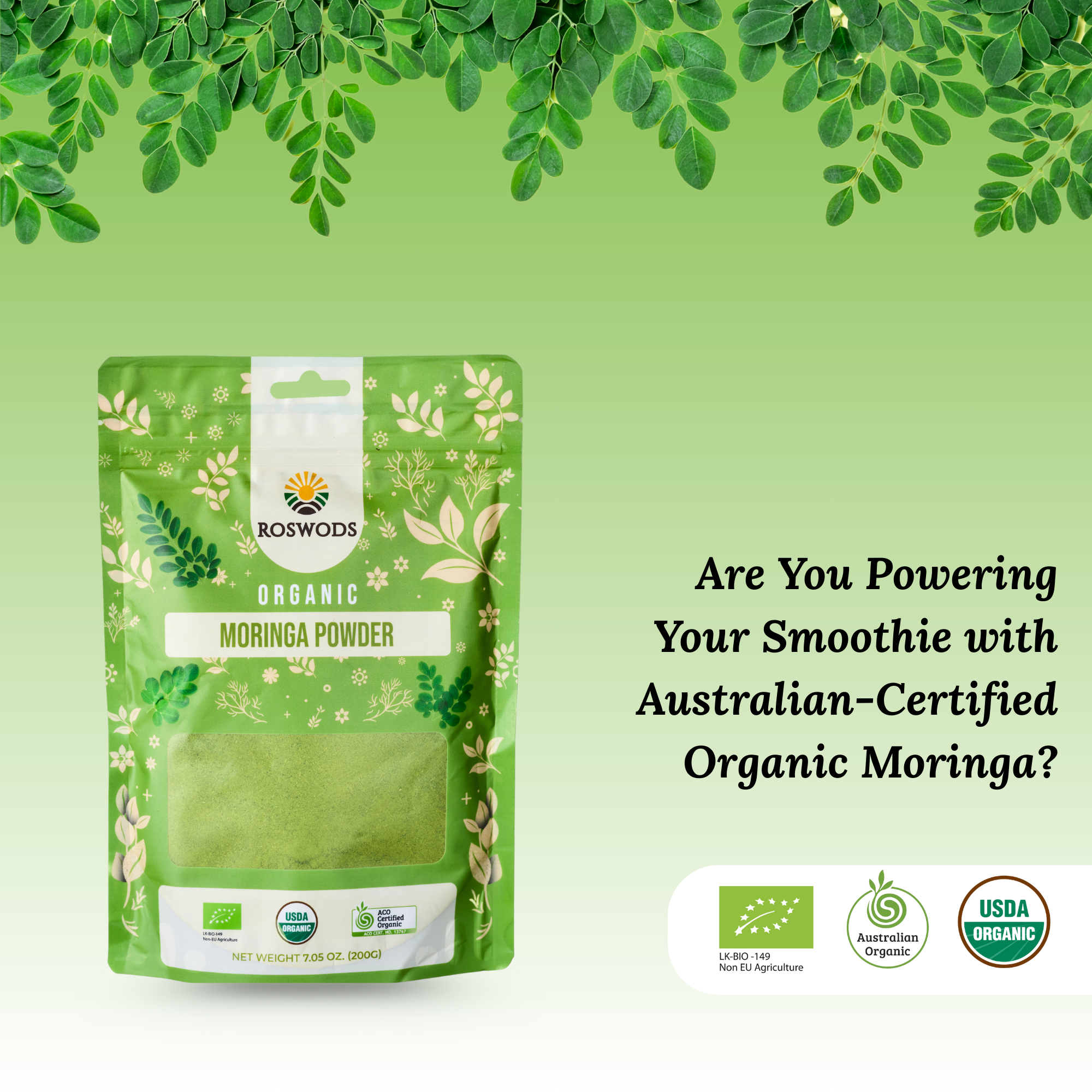 Australian Certified Organic Ceylon Moringa Powder – Superfood