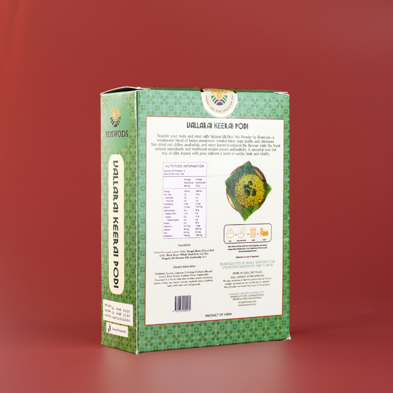 Vallarai Keerai Podi - Brahmi Leaf Idli / Rice Podi Mix